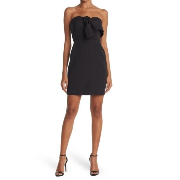NWT SAM EDELMAN Bow Front Strapless Sheath Mini Dress Black, Size 8 - Picture 3 of 13